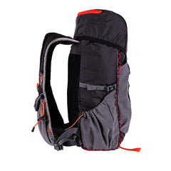 Zerk 25L side pocket with angled opening facilitates quick access on trails.