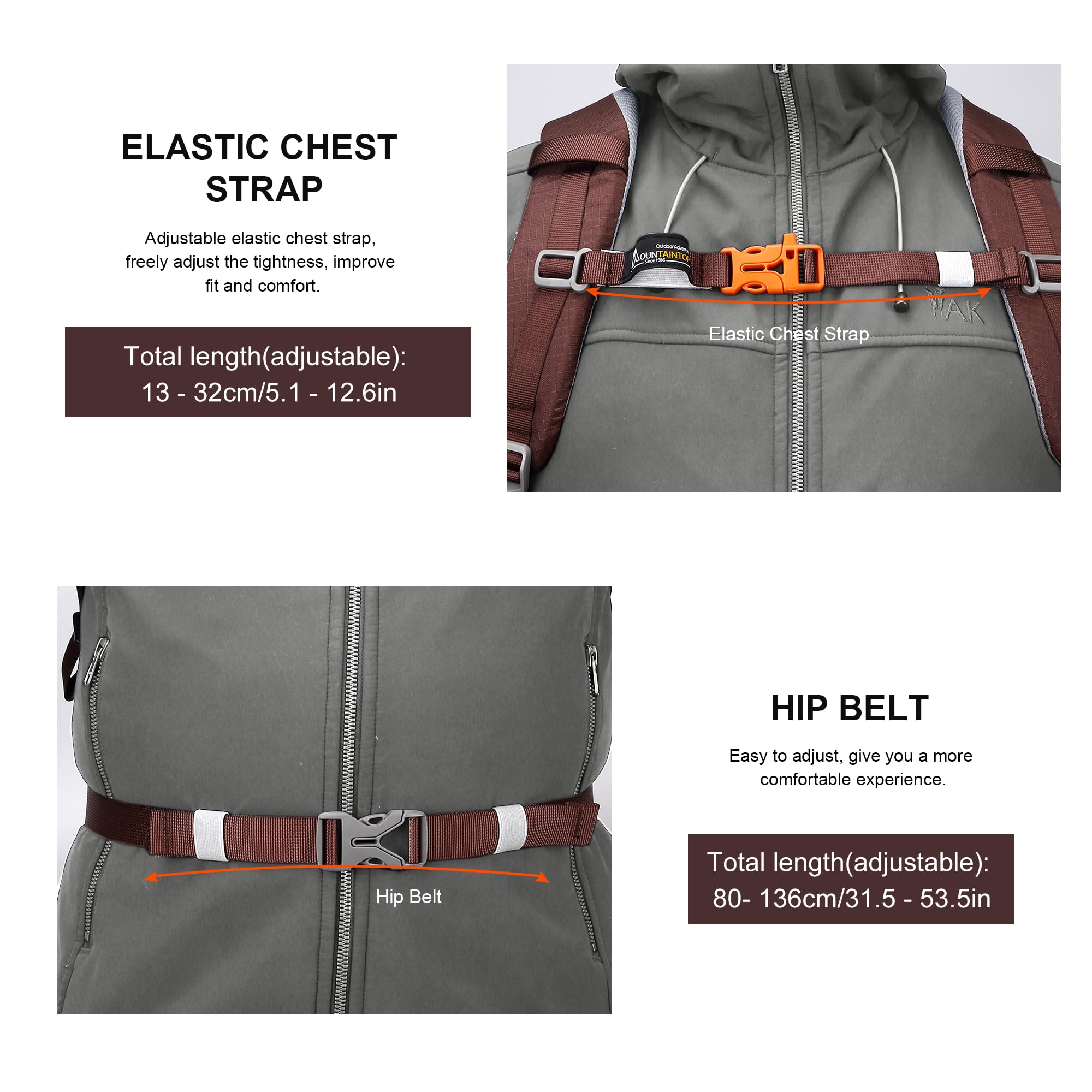 MOUNTAINTOP 25L backpack water bladder compartment supports hydration on trails.