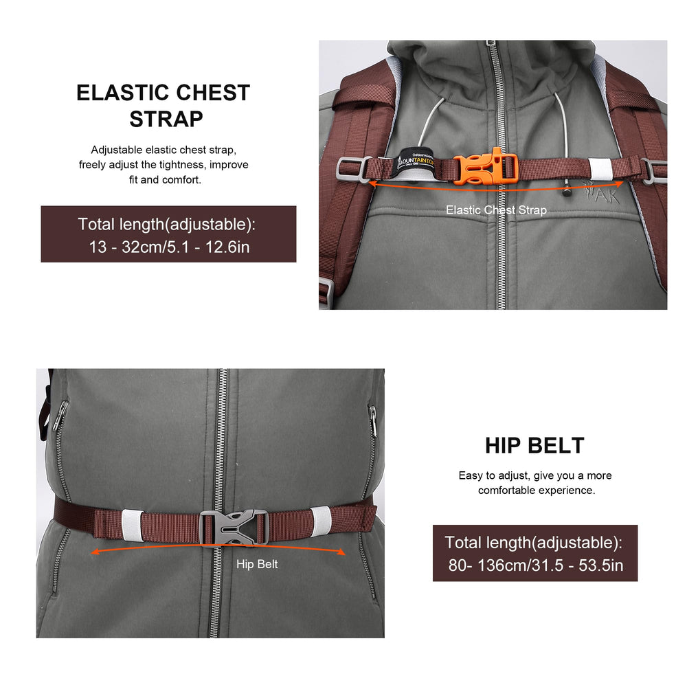 MOUNTAINTOP 25L backpack water bladder compartment supports hydration on trails.
