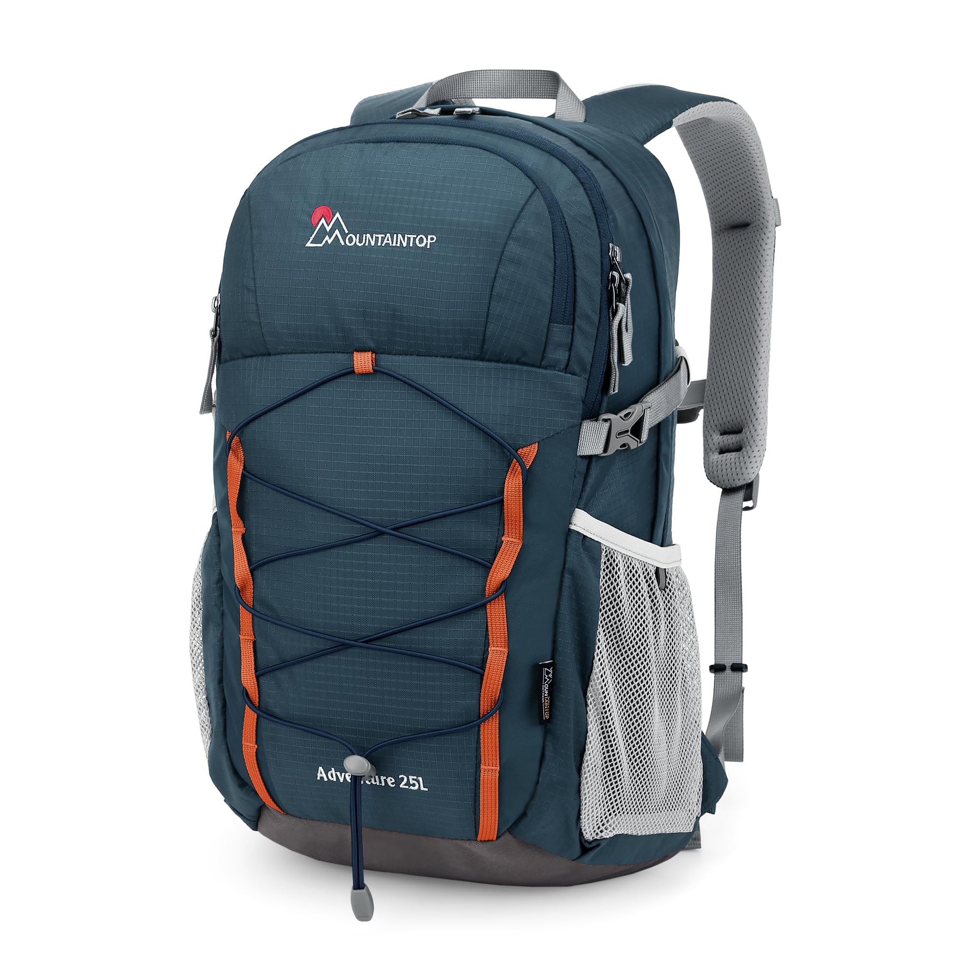 MOUNTAINTOP 25L backpack main compartment fits a 16-inch laptop for daily use.