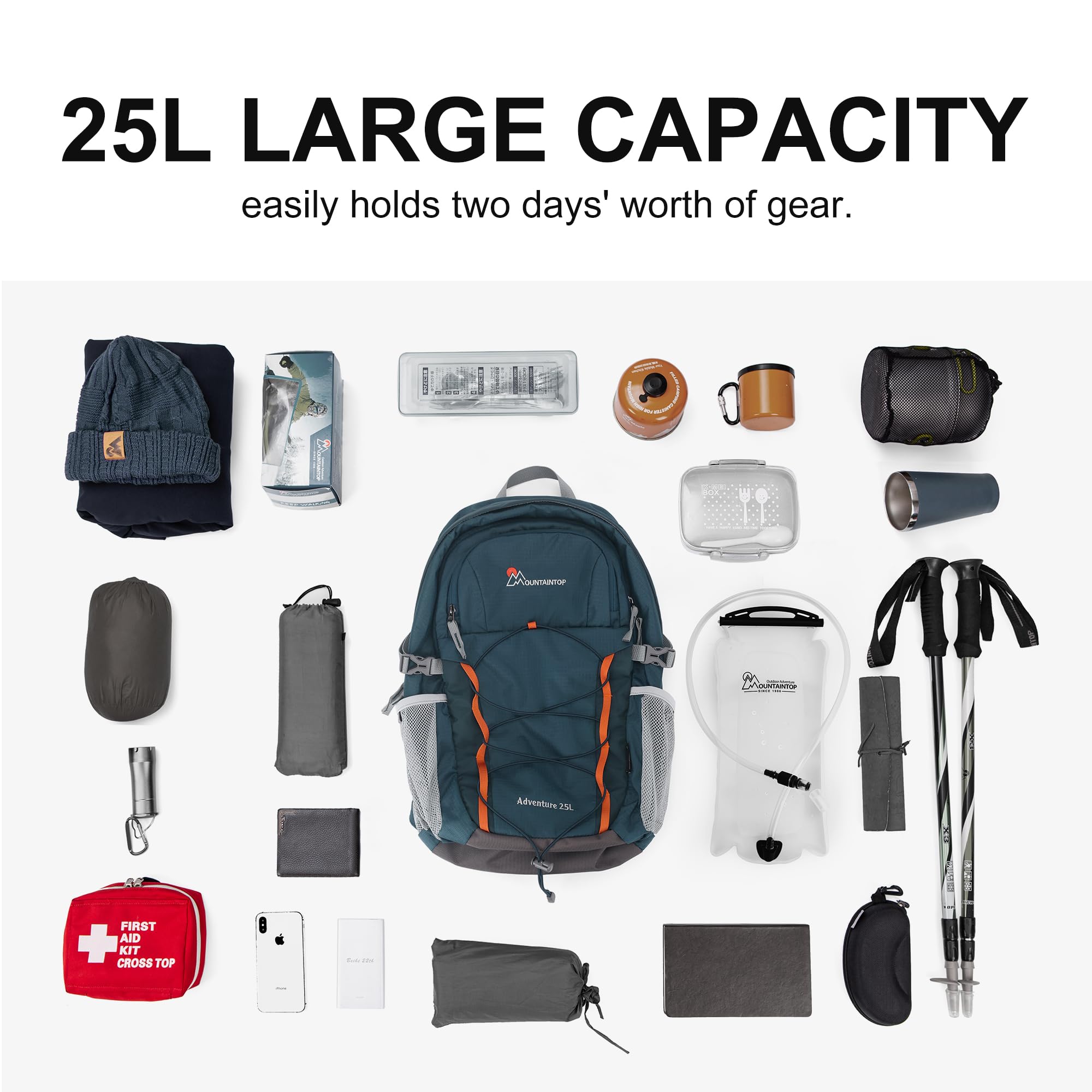 MOUNTAINTOP 25L backpack versatile outdoor companion for men and women.