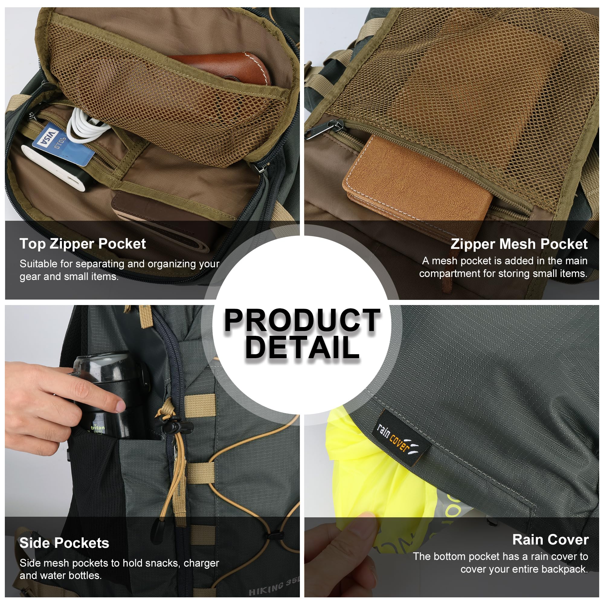 MOUNTAINTOP 35L backpack laptop compartment enables secure device transport.
