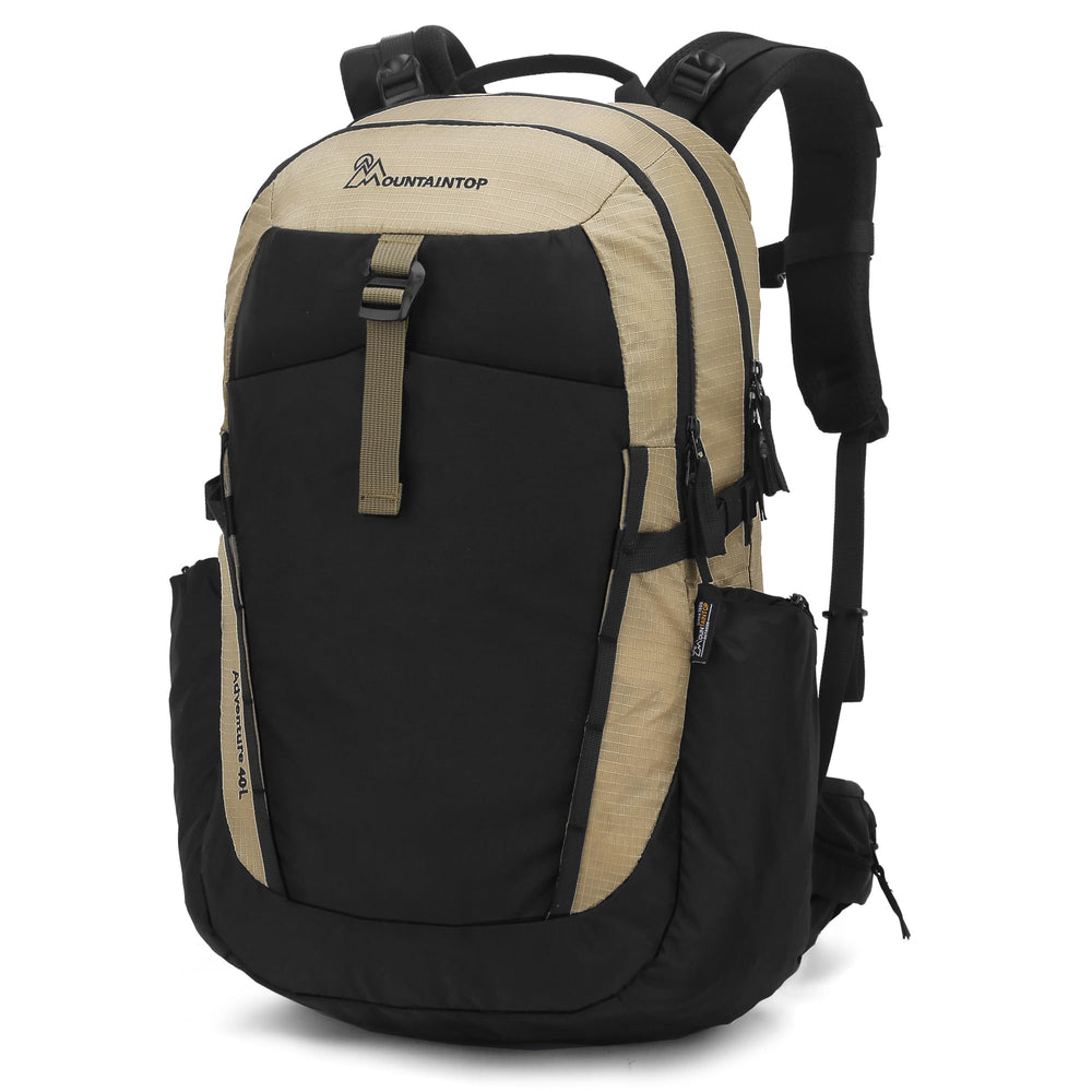 MOUNTAINTOP 40L backpack front view for day hikes with compact, ready-to-go design.