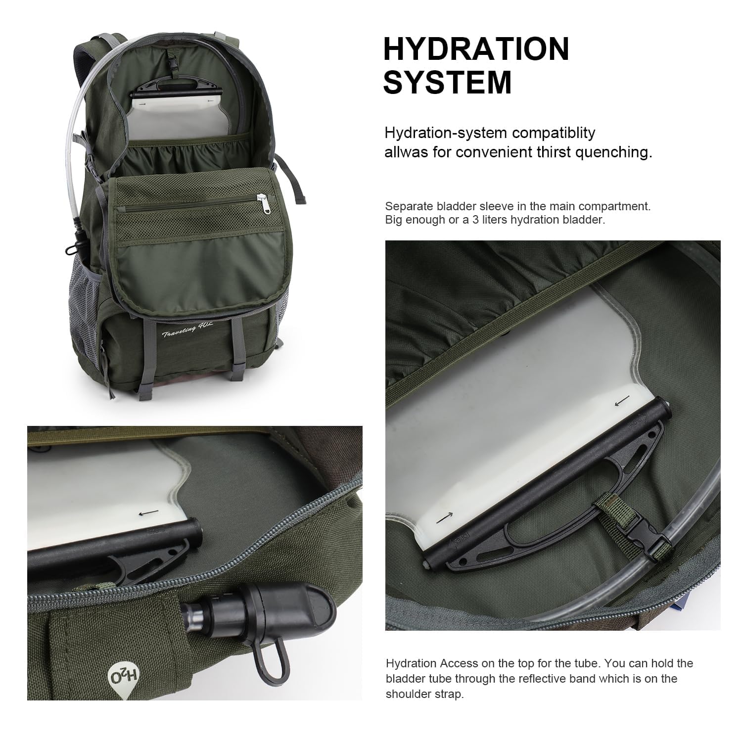 MOUNTAINTOP 40L backpack hip pockets keep essentials accessible.
