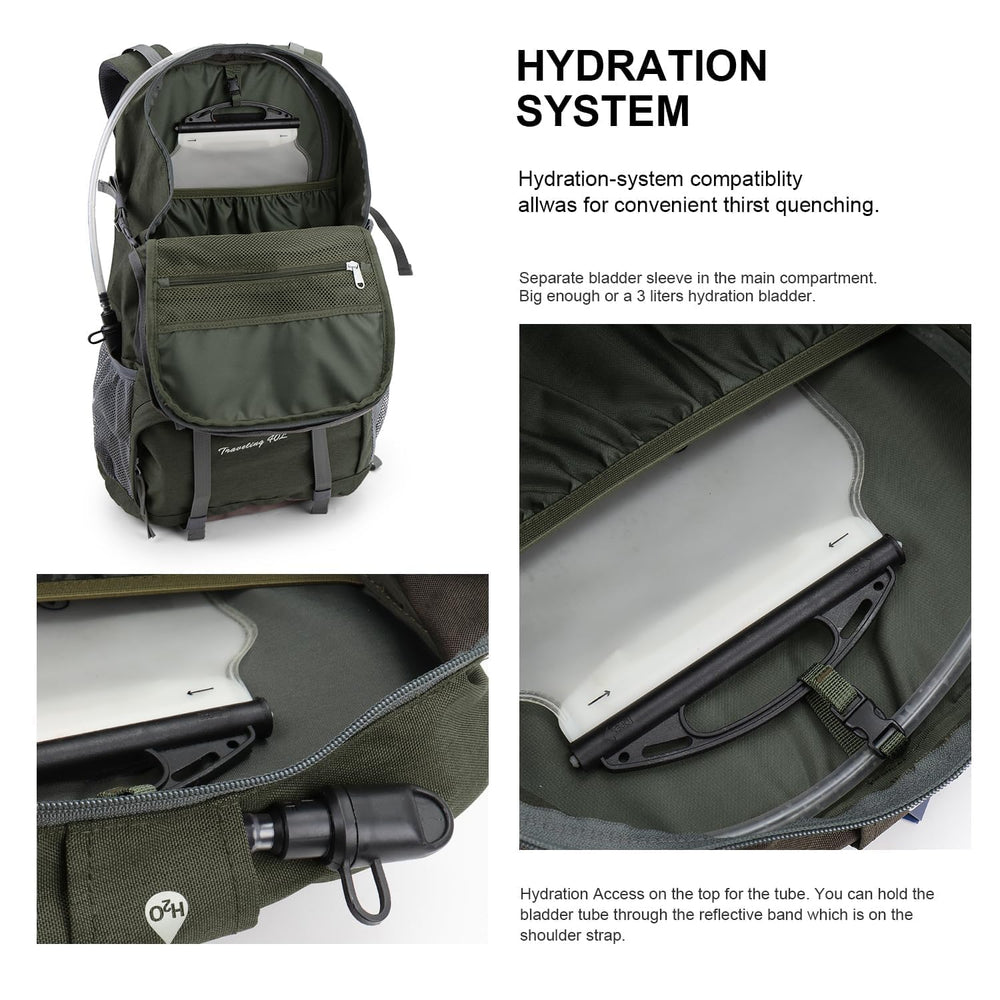 MOUNTAINTOP 40L backpack hip pockets keep essentials accessible.