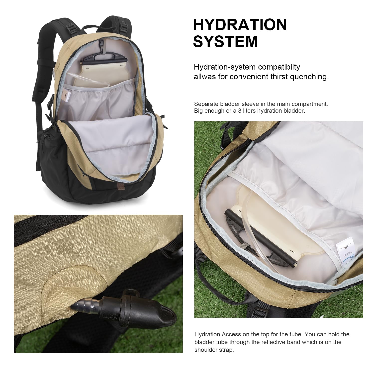 MOUNTAINTOP 40L backpack main compartment fits a 15.6-inch laptop for on-the-go work.