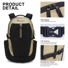 MOUNTAINTOP 40L backpack YKK zipper close-up emphasizes durability for rugged use.