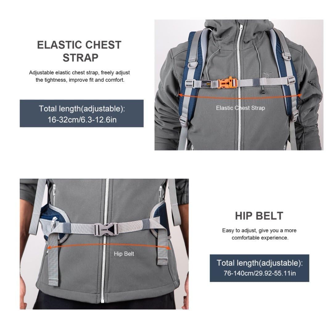 Mountaintop 40L hiking backpack water bladder compartment supports on-the-go hydration.