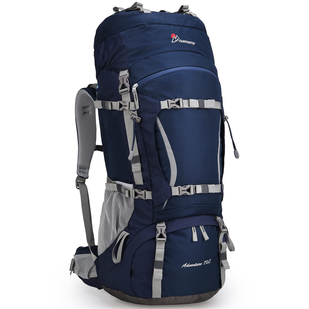 MOUNTAINTOP 70L backpack front view showing generous capacity for multi-day trips