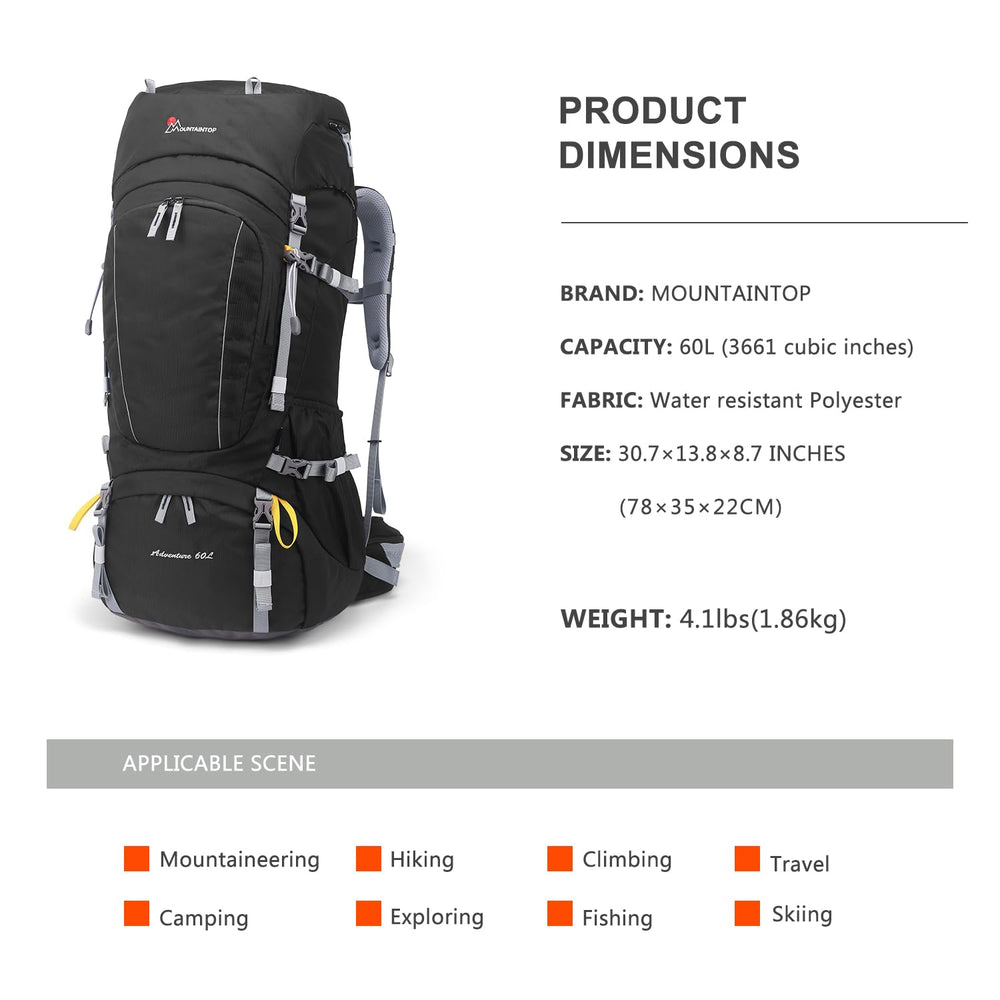 MOUNTAINTOP back panel ventilation delivers breathable comfort during climbs.