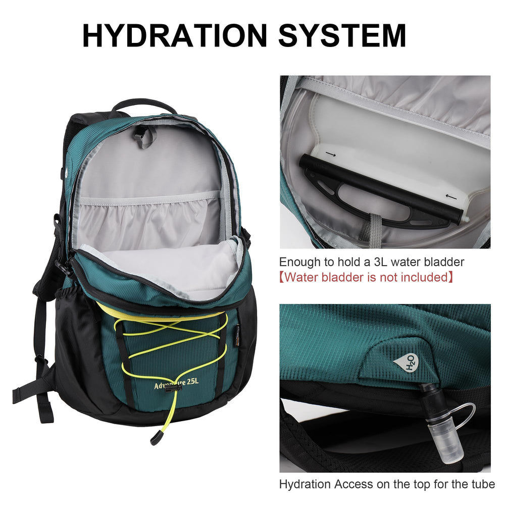 MOUNTAINTOP 25L ergonomic shoulder straps deliver comfortable carry on rugged hikes