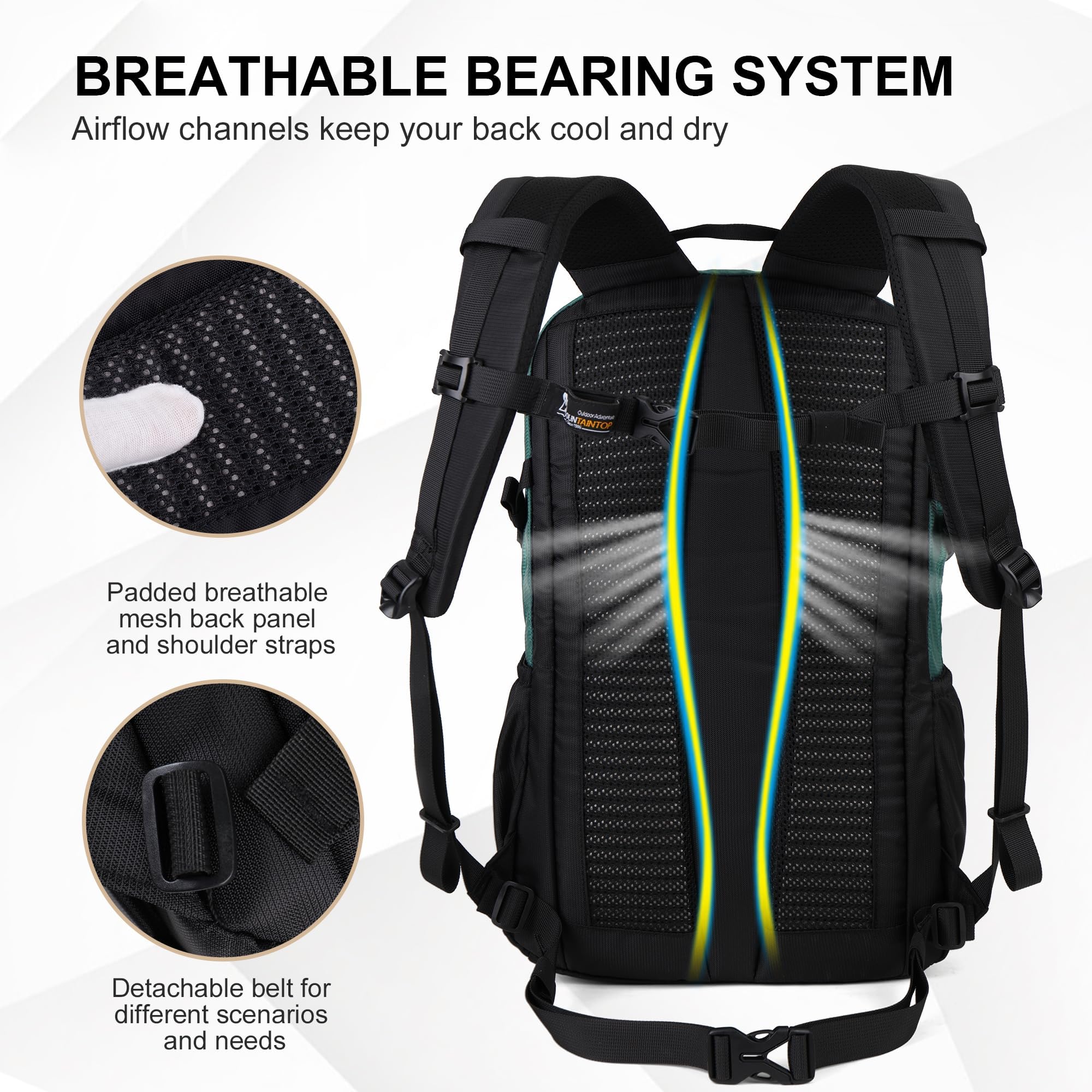 MOUNTAINTOP 25L lightweight design keeps carry effortless for all-day adventures