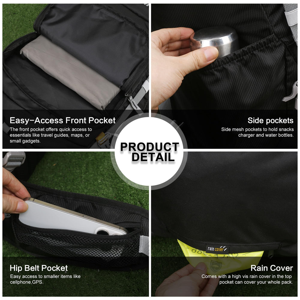MOUNTAINTOP rain cover and tear-resistant fabric protect your gear.