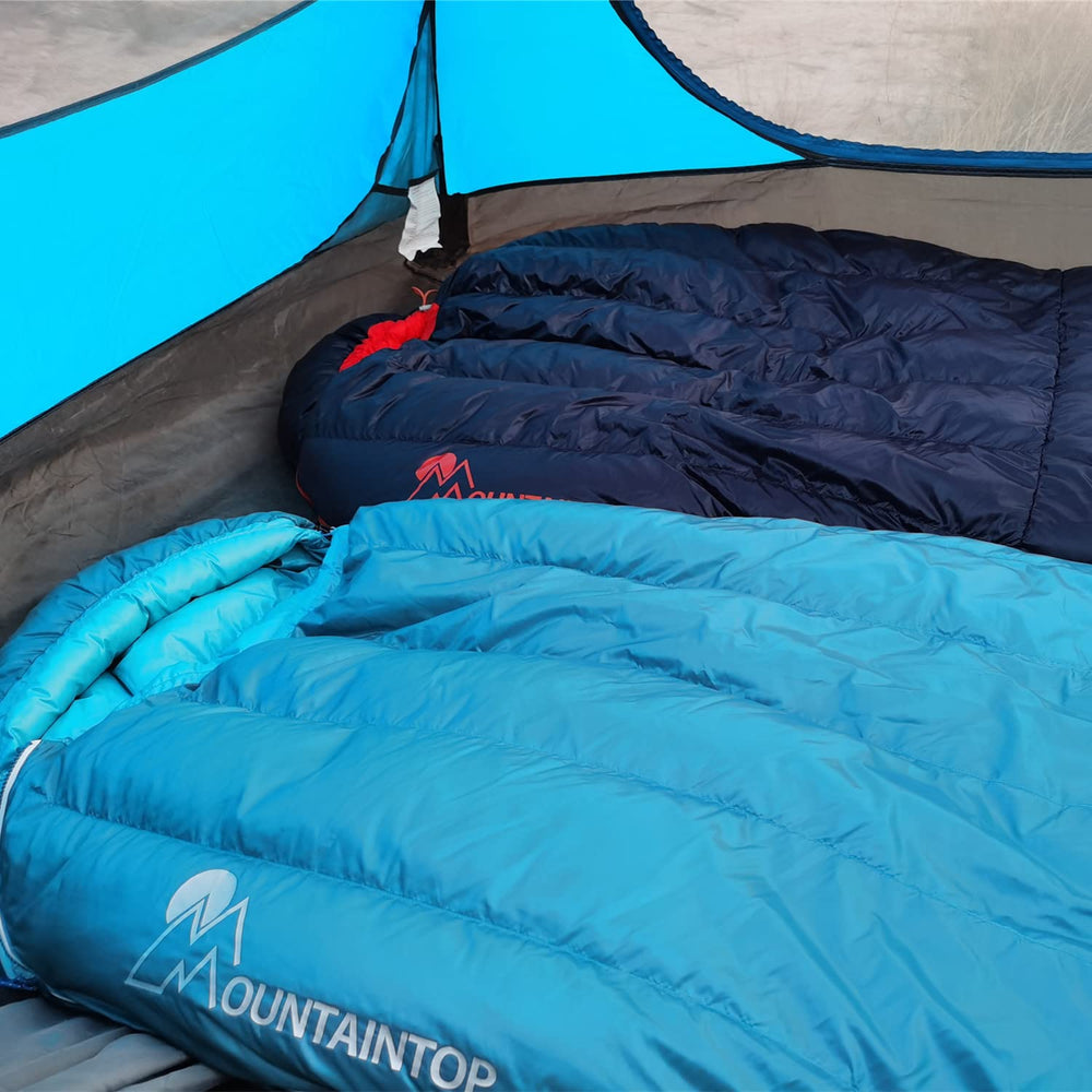 Mountaintop ultralight mummy down sleeping bag filling highlights 600g duck down for warmth.
