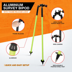 Mountlaser thumb-release center-entry head for fast, precise setup.