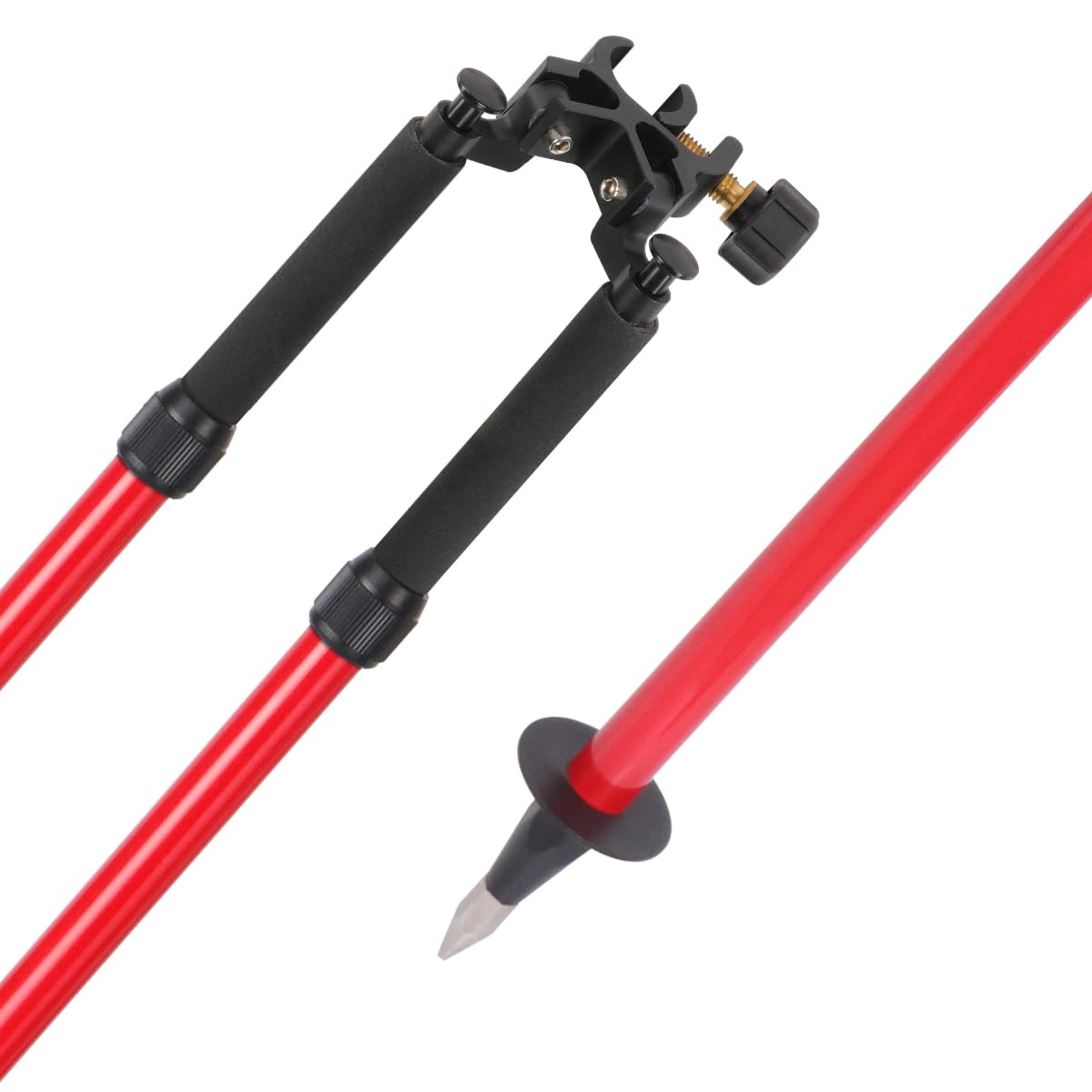 Mountlaser bipod center-entry-head allows flexible alignment with various pole configurations.