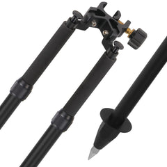 Mountlaser bipod center-entry head for fast adjustments in rugged terrain