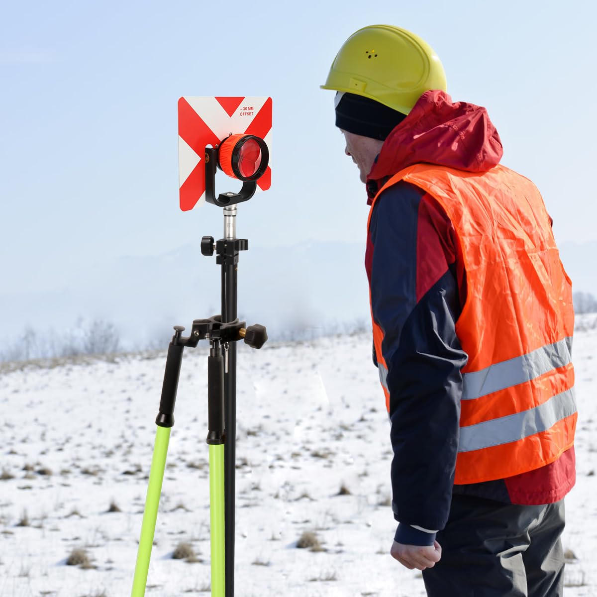 Mountlaser tripod-based solution for on-site prism and GPS pole setups.