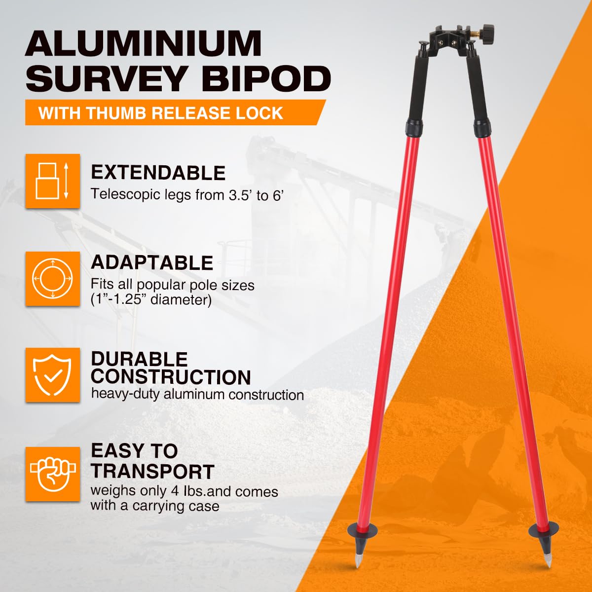 Mountlaser bipod saver-clamp provides reliable locking to prevent slips during use.
