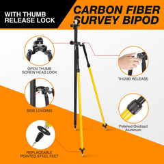 Mountlaser bipod surveying extend-legs shows extended height ready for tall setups.