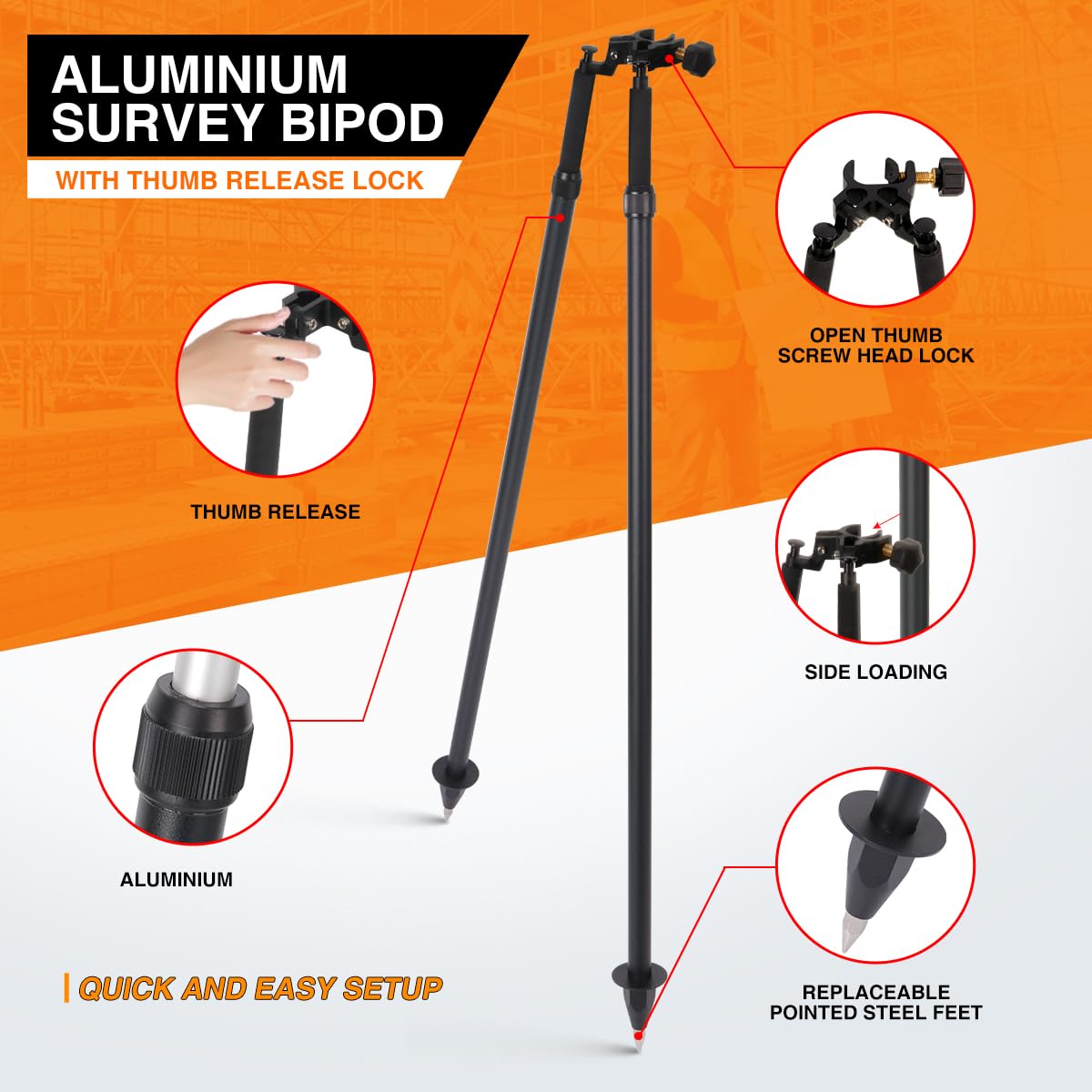 Mountlaser bipod thumb-release head enables quick field setup