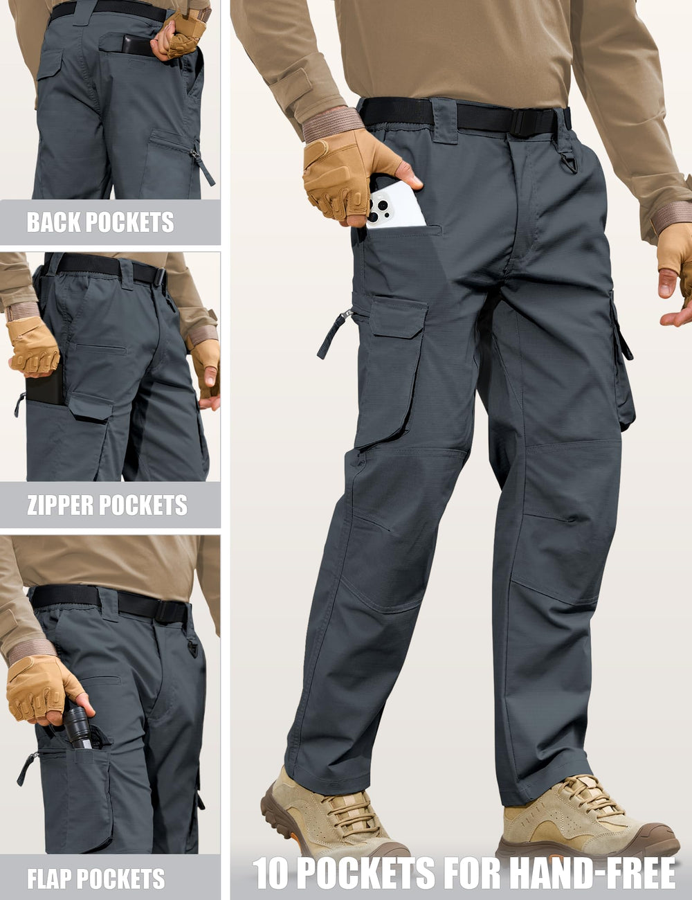 MOURCE Cargo Pants adjustable waist band for a customized fit on rugged trails.