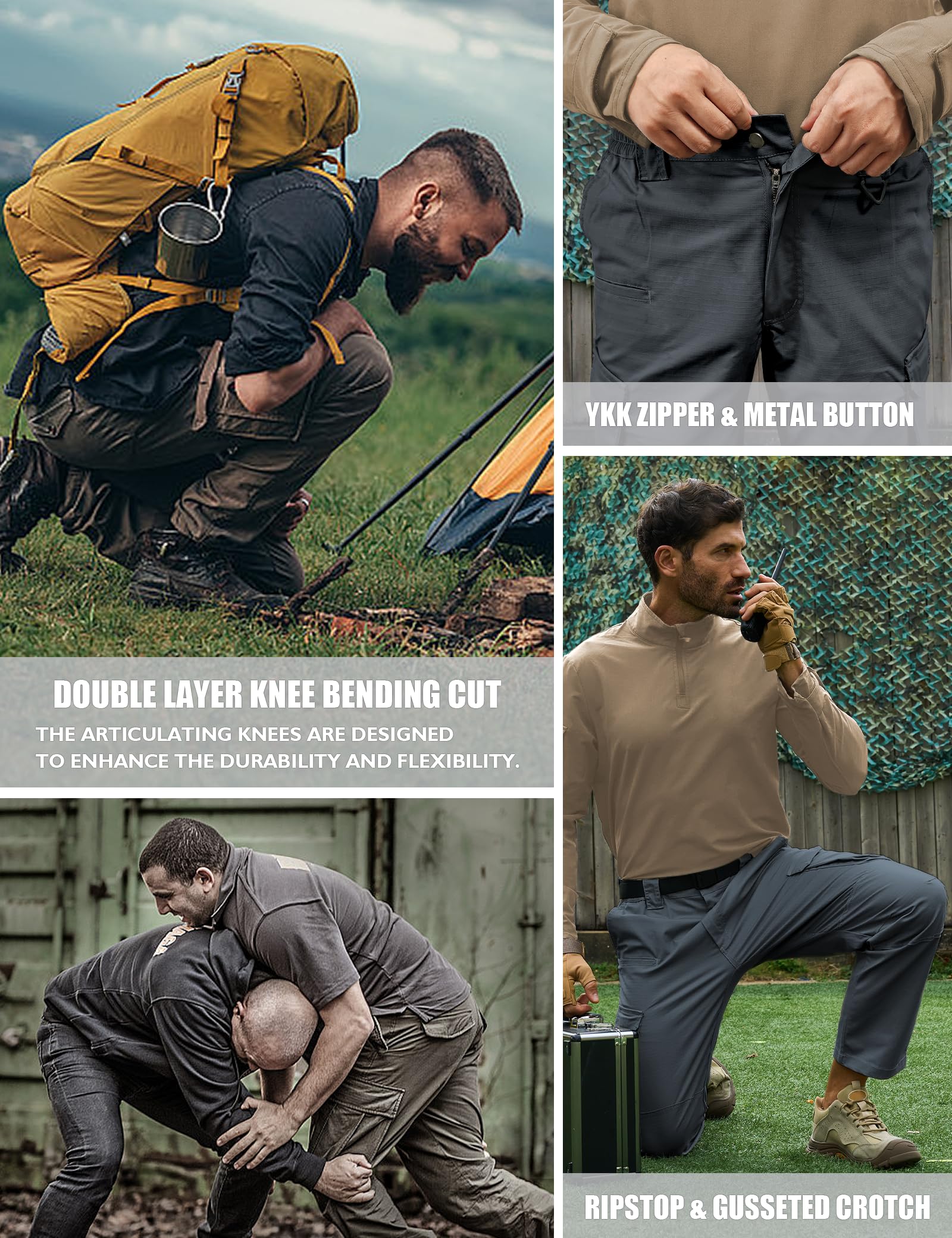 MOURCE Cargo Pants water-resistant fabric keeps gear dry in light rain.