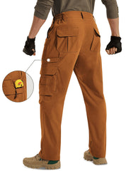 MOURCE Carpenter pants stretch back view showing durability and water resistance