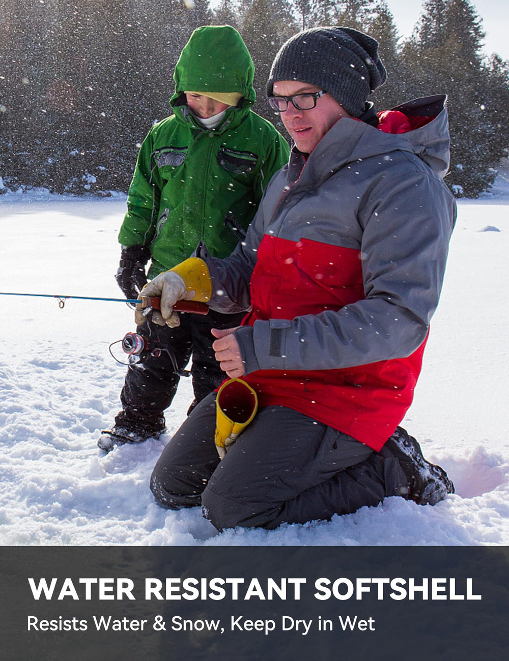 MOURCE fleece-lined winter hiking pants fleece closeup reveals warm interior for cold-weather comfort.