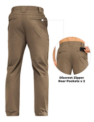 MOURCE hiking pants adjustable waistband with elastic and zipper fly for comfortable fit.