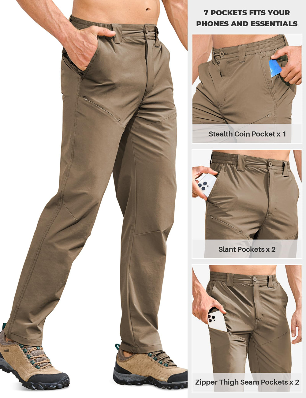 MOURCE hiking pants quick-dry fabric on a rainy hike for fast dryness.