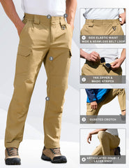 MOURCE mens hiking pants elastic-waist for flexible all-day fit and comfort.