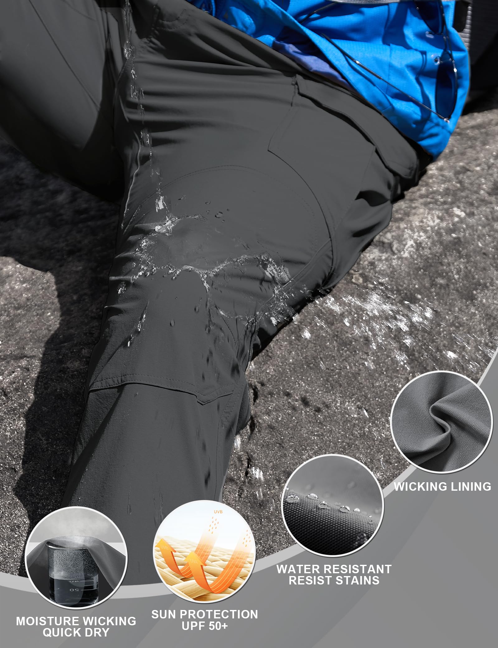MOURCE men's hiking pants wide belt loops detail for added comfort