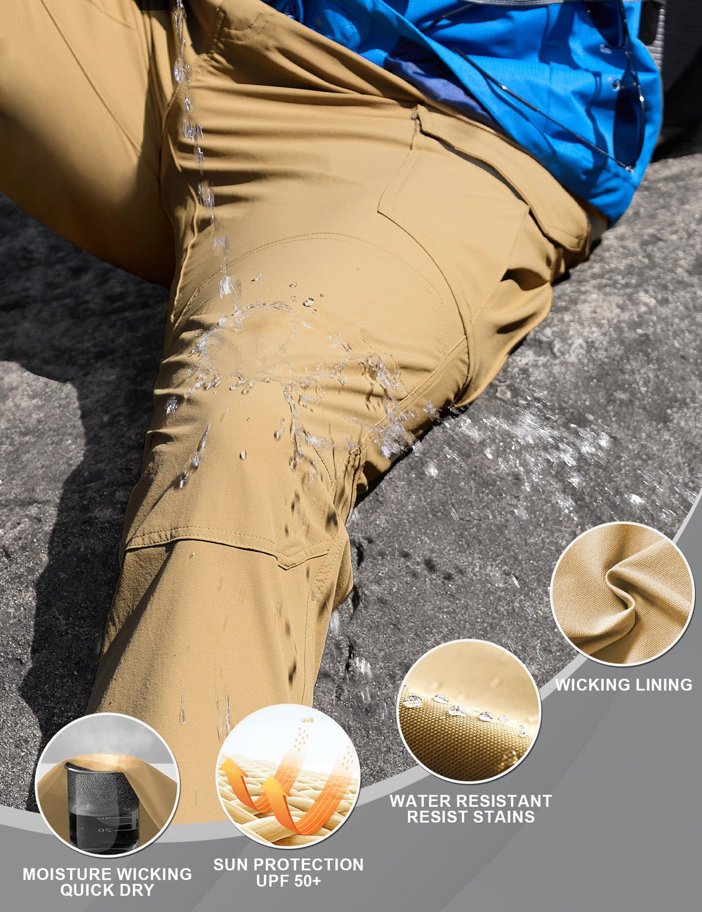 MOURCE mens hiking pants wide-seamless-belt-loops add durable, clean look.