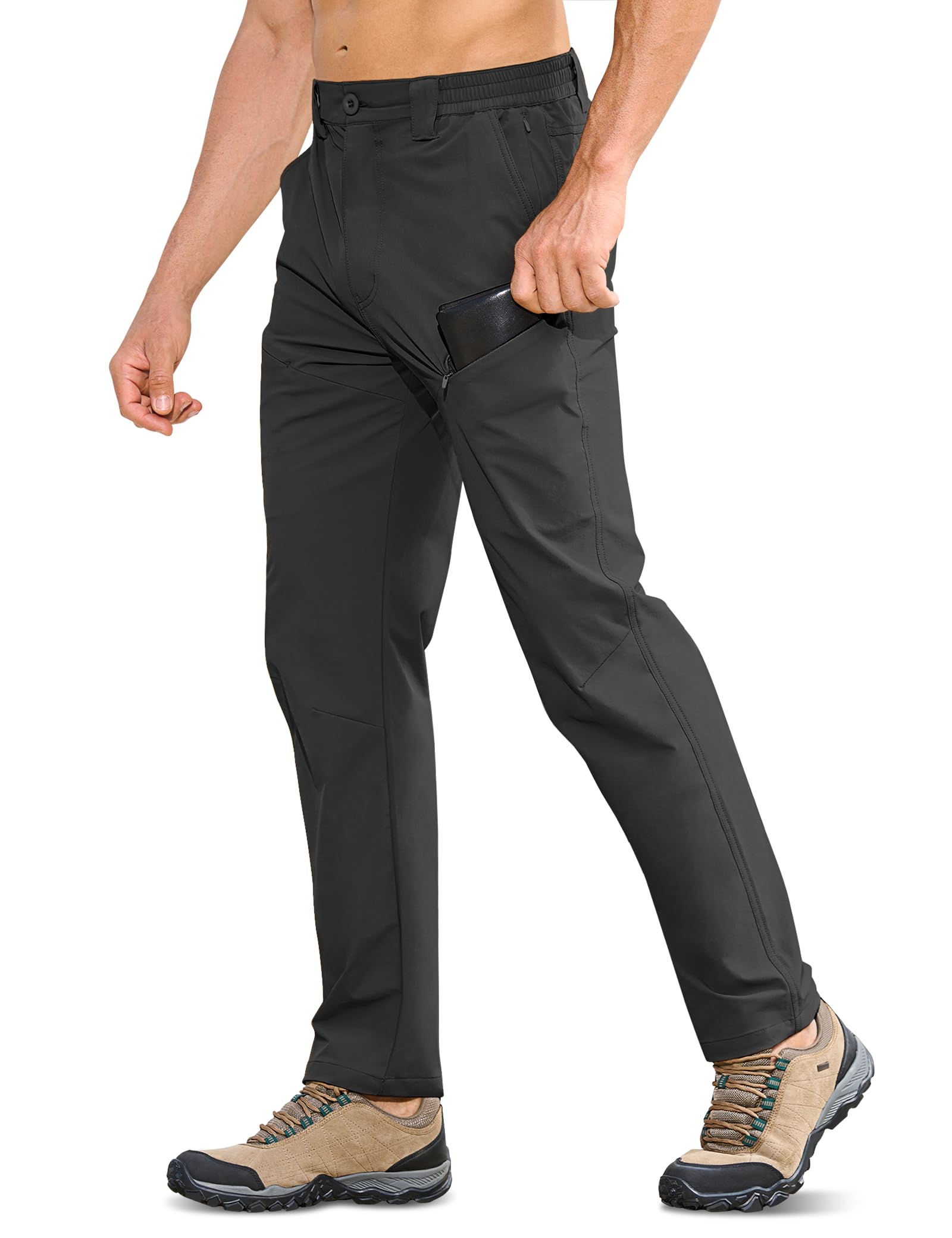 MOURCE men's lightweight hiking pants show water-resistant material ideal for outdoor adventures.