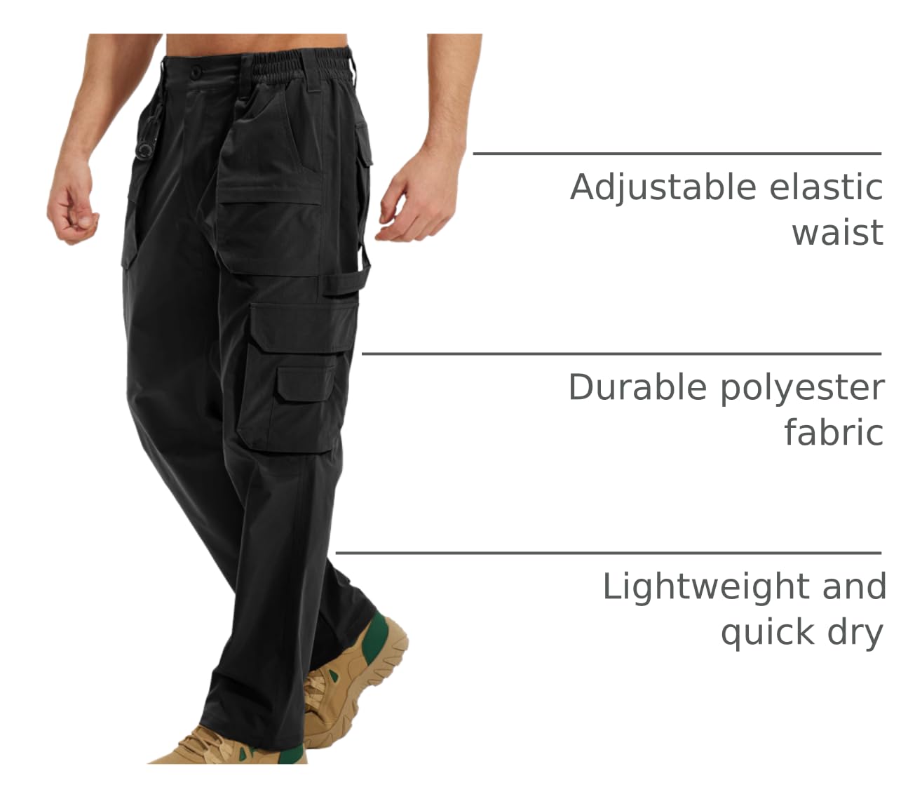 MOURCE Plus Size Cargo Pants 9-pockets layout for versatile storage on site