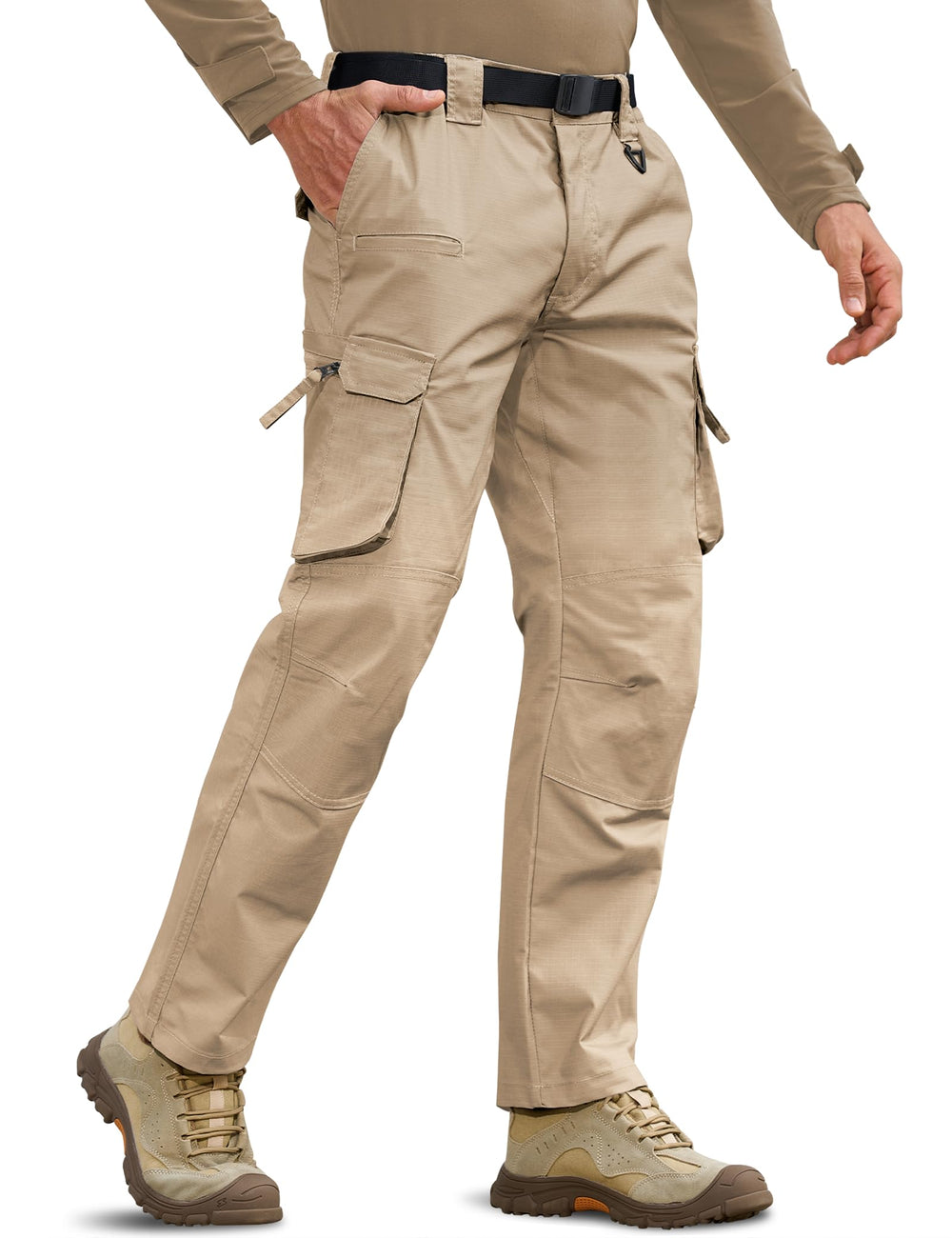 MOURCE reinforced knees detail shows improved mobility and durability during rugged tasks.