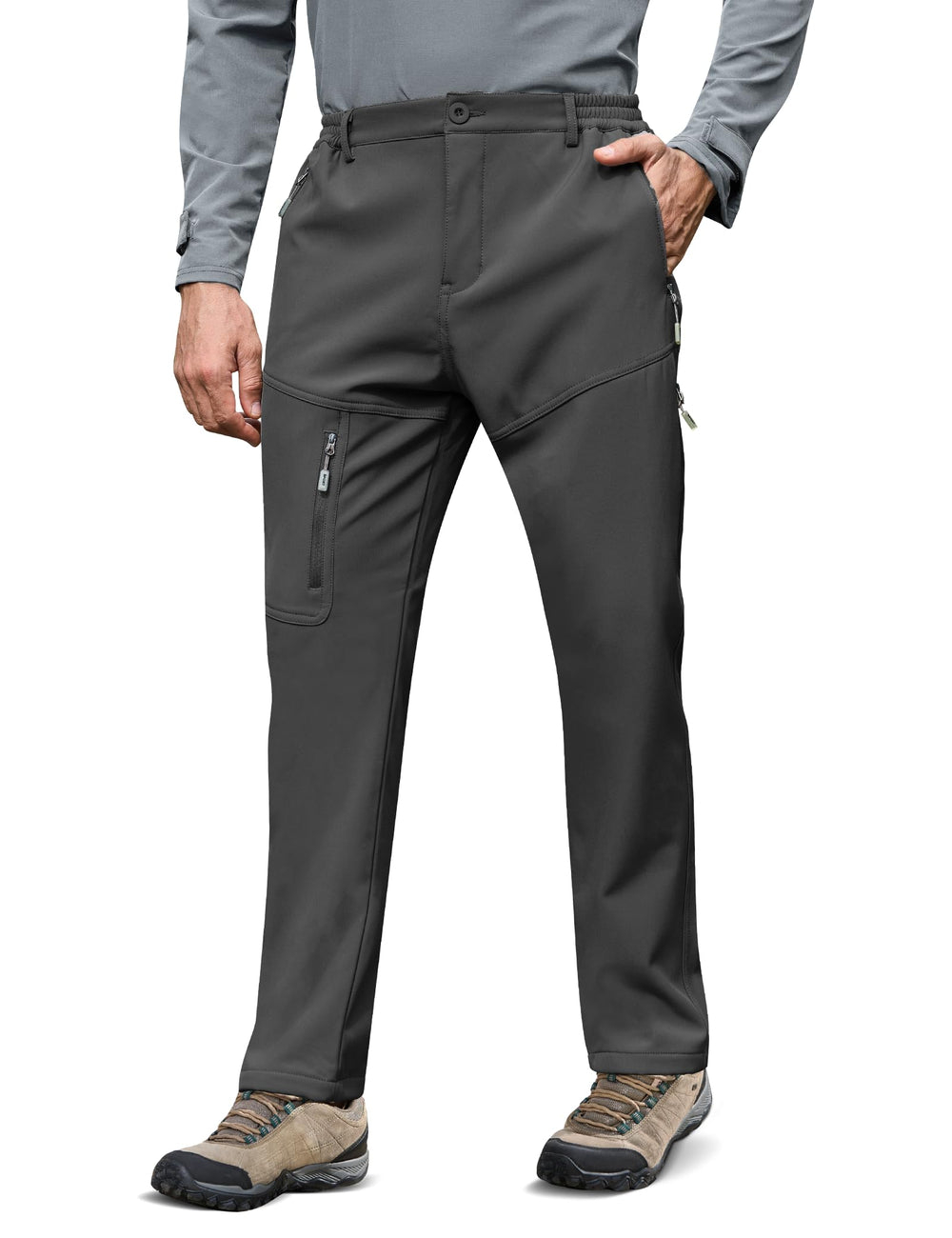 MOURCE winter hiking pants outer shell shows windproof protection for cold-weather hikes
