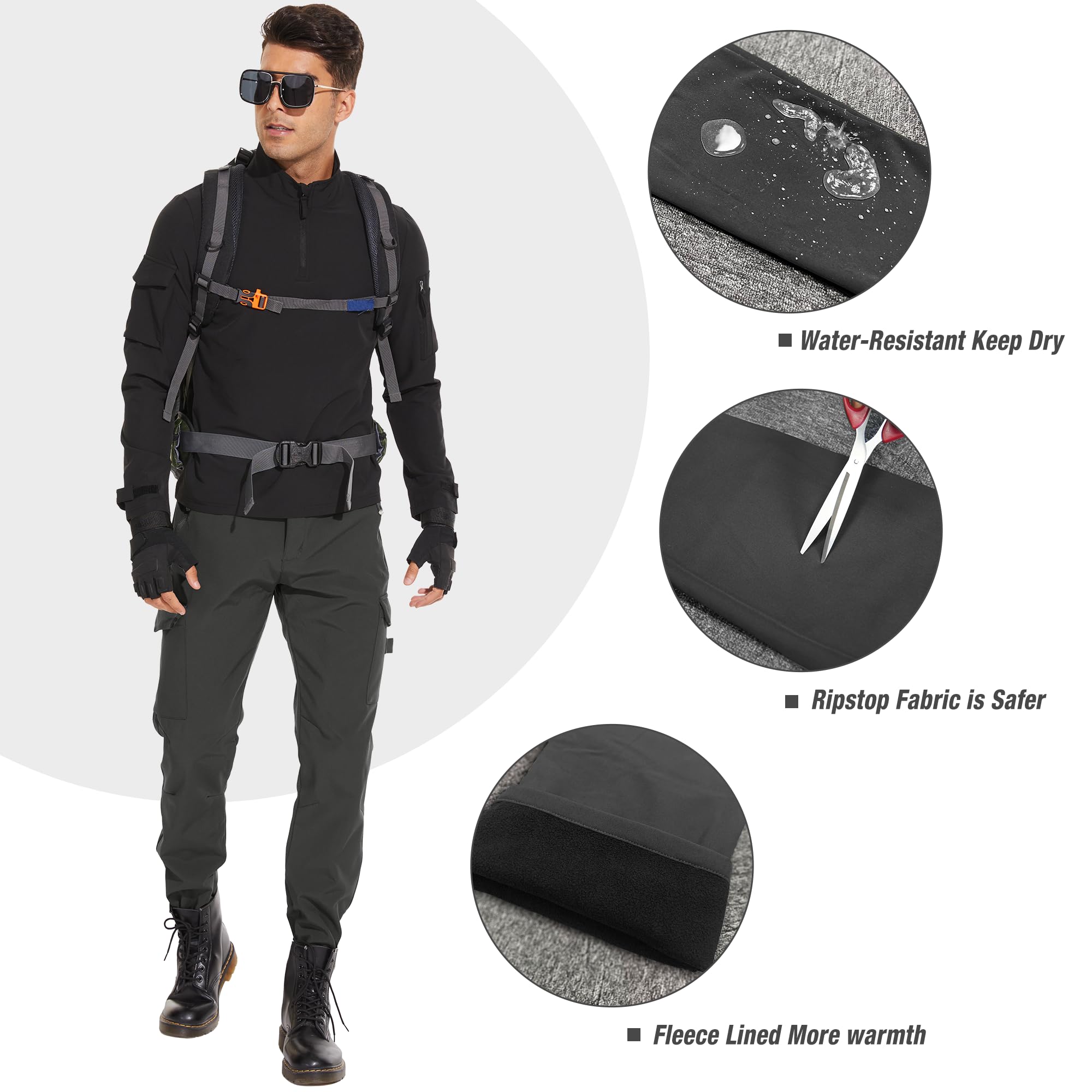 MOURCE Work Pants outdoor hiking scene in grey showcasing versatile cargo pants.