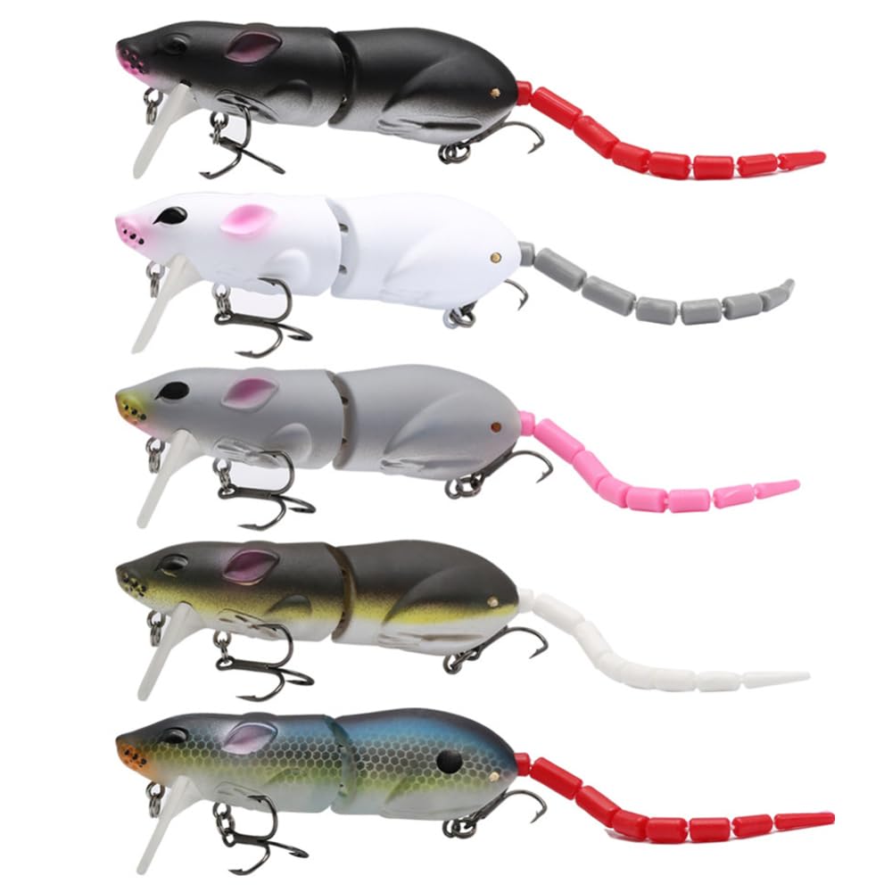 Five-color mouse fishing lure with treble hooks