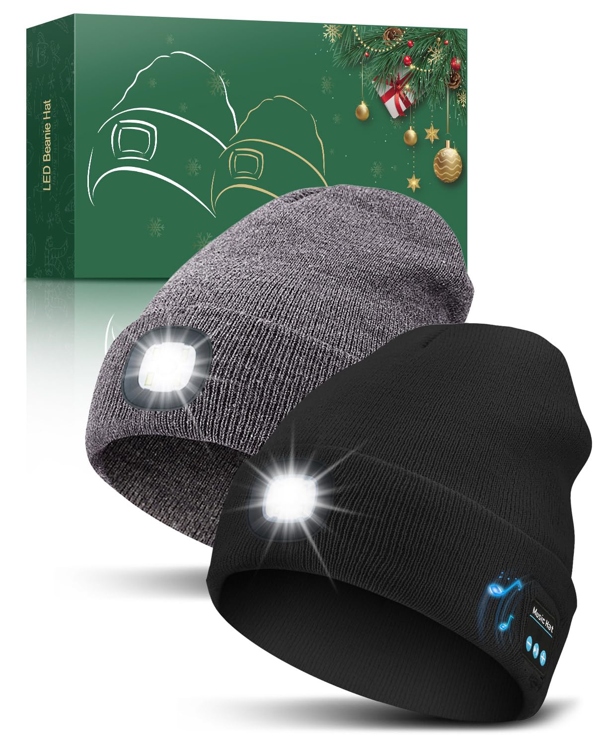 MOXTOYU unisex Bluetooth beanie light front view, gift-ready and warm for winter outings.