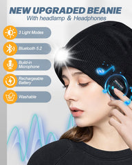 MOXTOYU unisex Bluetooth beanie light side view demonstrates universal fit.