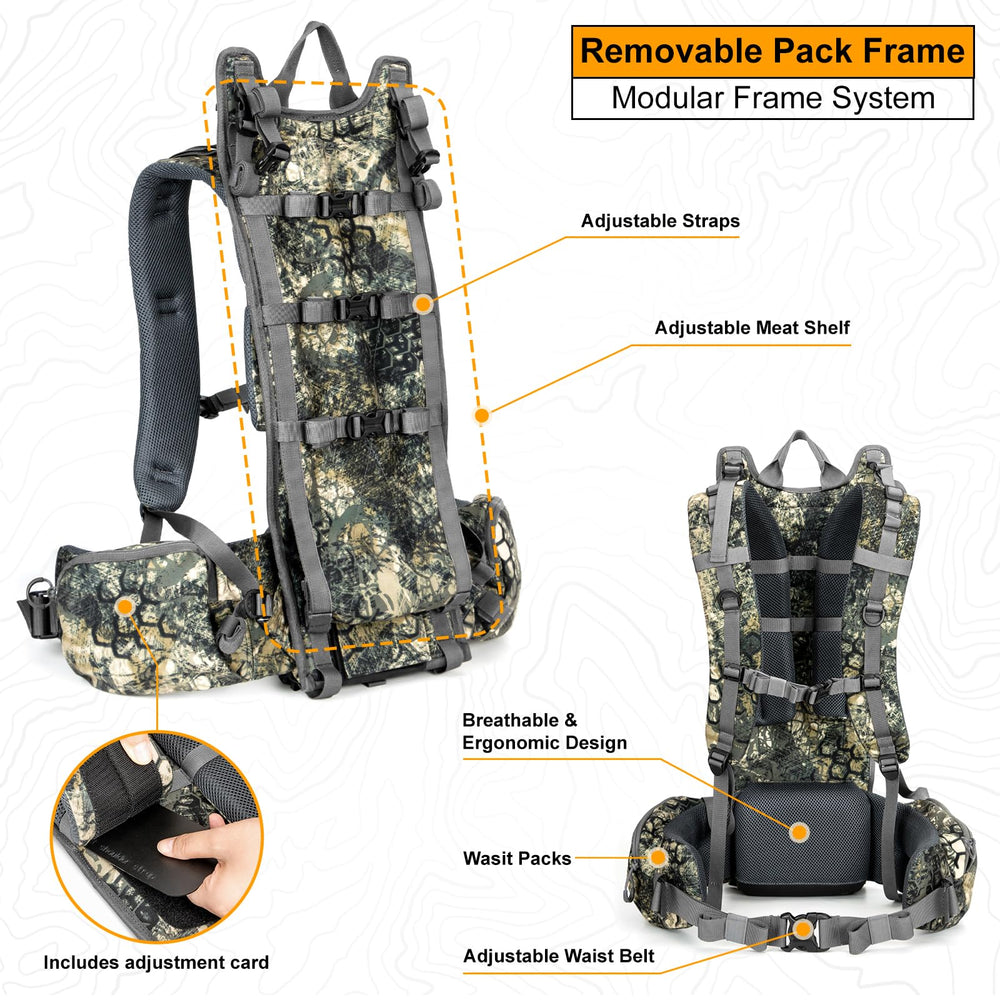 MOXULE Pro 5000 camo meat shelf extended showing extra capacity for meat hauling
