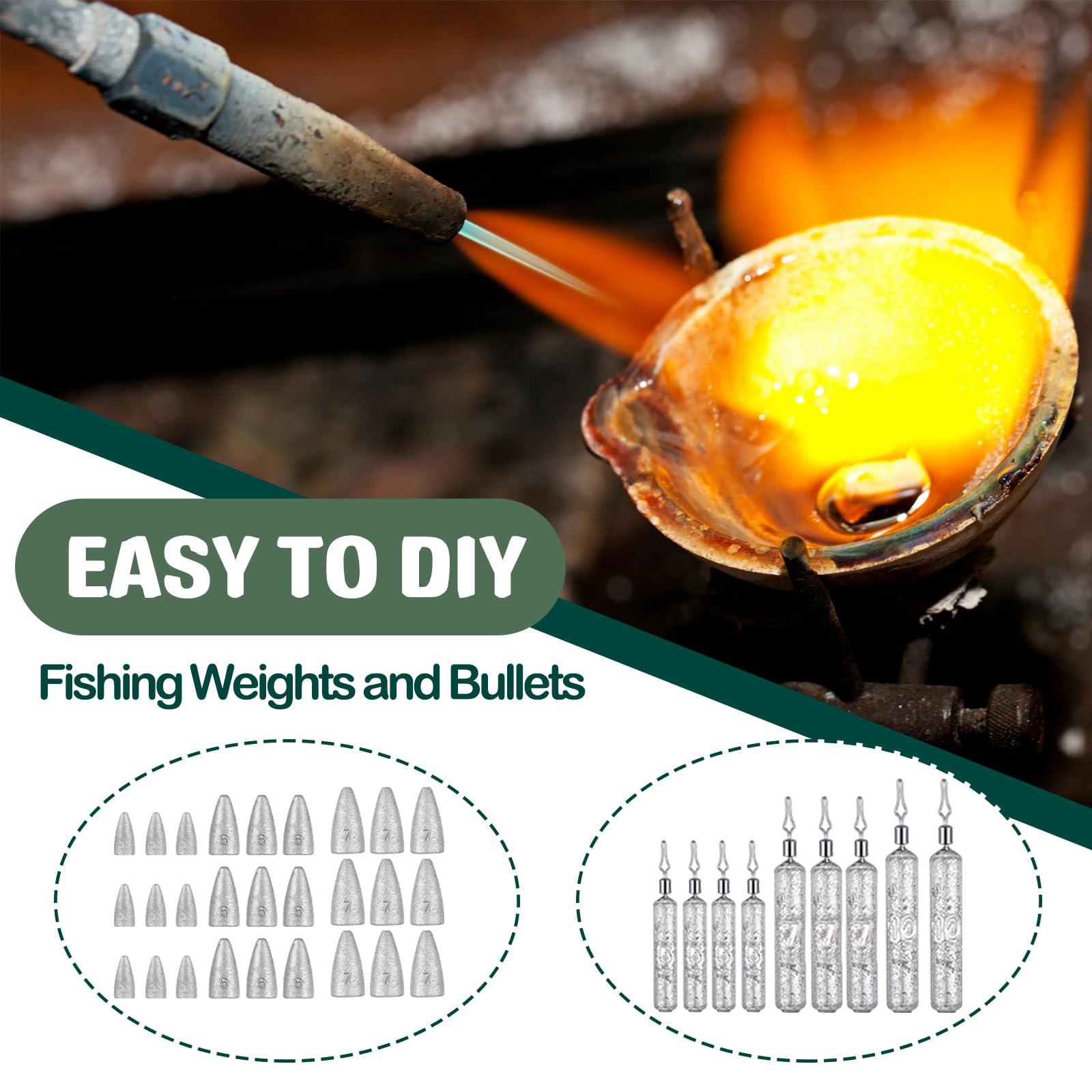 Moxweyeni lead sinker ingots for fishing gear and diving applications