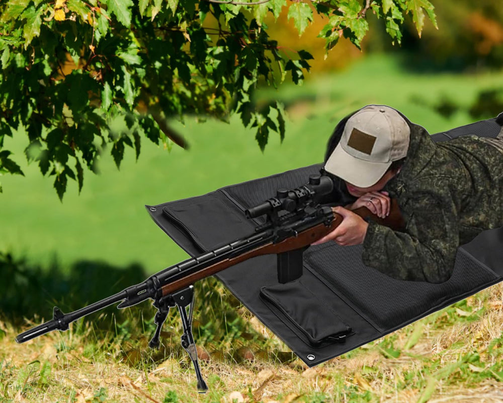 MOZETO shooting mat accessory-pockets emphasize quick access to gear during hunts.