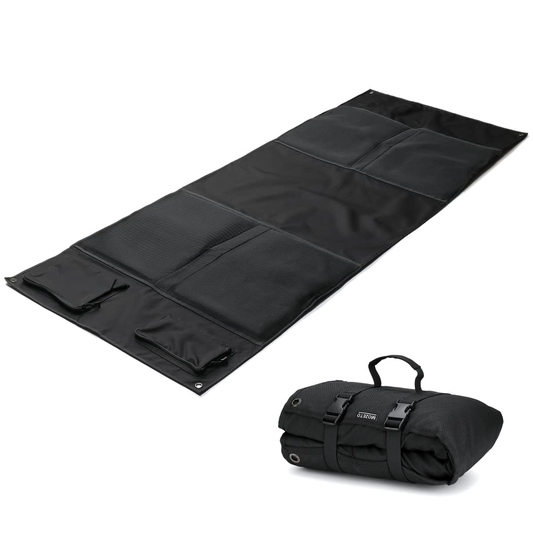 MOZETO shooting mat prone setup shows durable padding for all-day comfort during shoots.