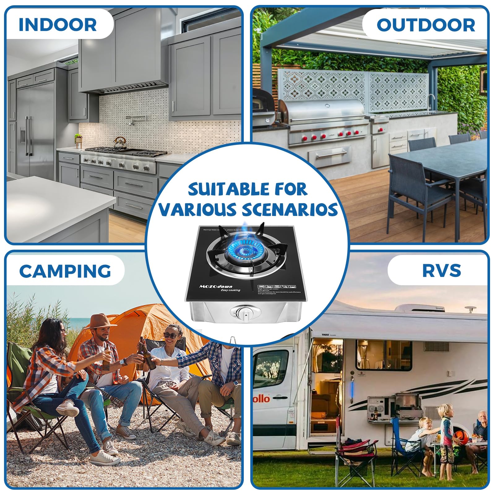 Mozodawn portable camping stove in use for outdoor meals