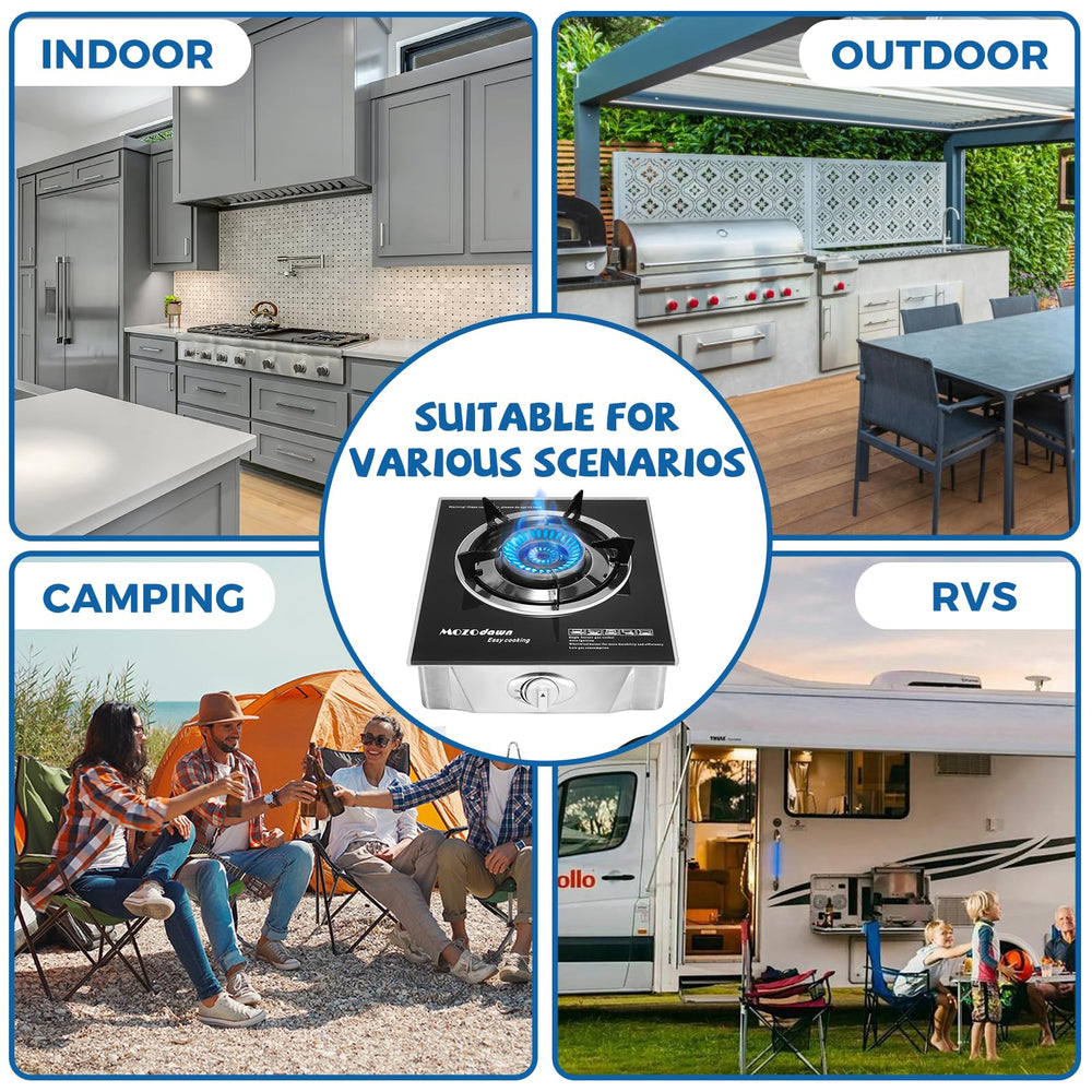 Mozodawn portable camping stove in use for outdoor meals