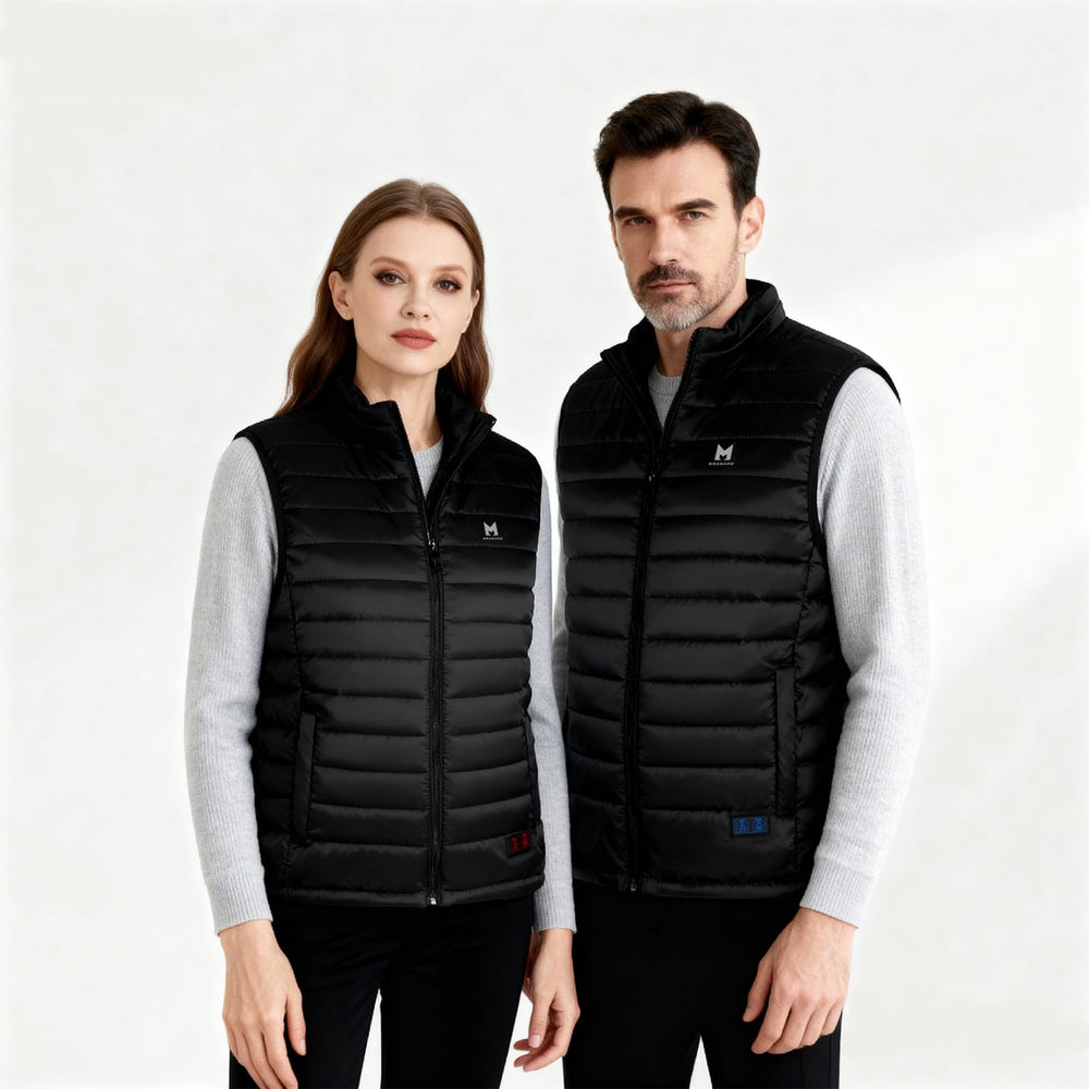 MRAWARM heated vest back view highlights even heat distribution across torso.