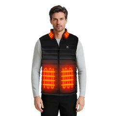 MRAWARM heated vest front view shows slim design for versatile wear and outdoor warmth.